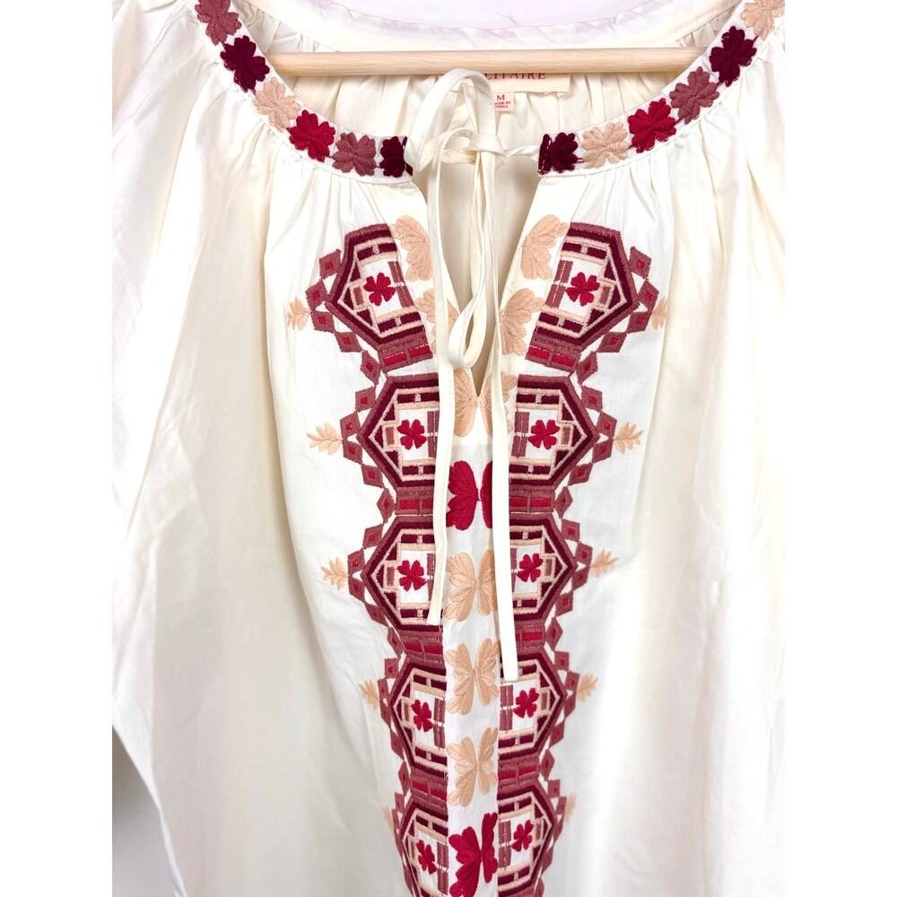 🤍 Solitaire Embroidered Peasant Blouse | M | Cream Multi - Picture 5 of 11